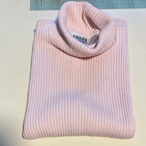 Chico's Light Pink Ribbed Turtleneck Sweater